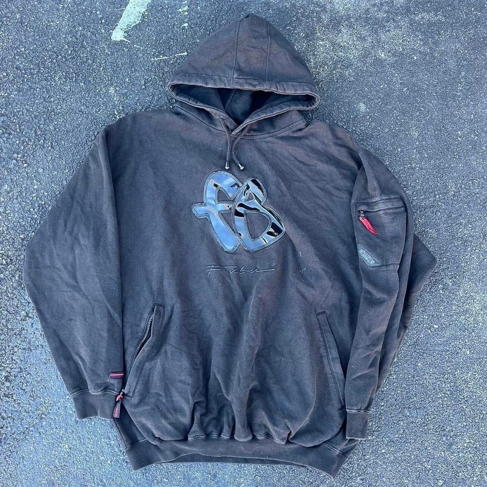 1990s Triple Black Fubu Hoodie size L